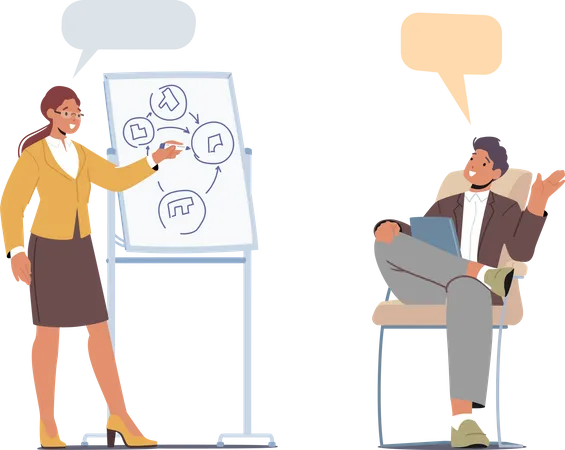 Female employee giving presentation  Illustration