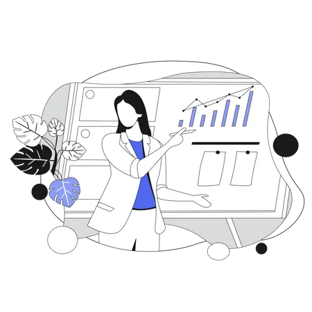 Female employee giving Presentation  Illustration