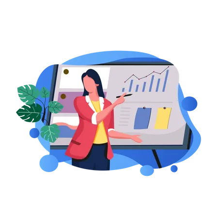 Female employee giving Presentation  Illustration