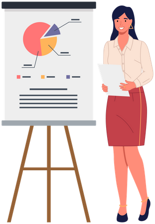 Female employee giving presentation  Illustration