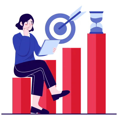 Female employee Goal Setting Strategy  Illustration