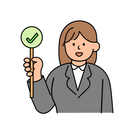 Female Employee Holding Correct Sign  Illustration