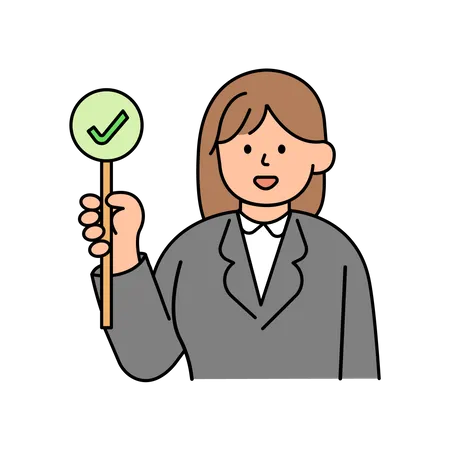 Office Employee Holding The Correct Sign Illustration