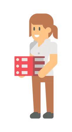 Female employee holding files  Illustration
