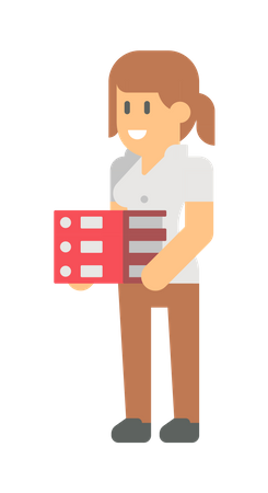 Female employee holding files  Illustration