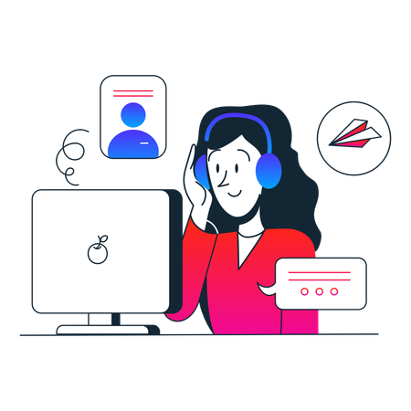 Female employee holding online conference  Illustration