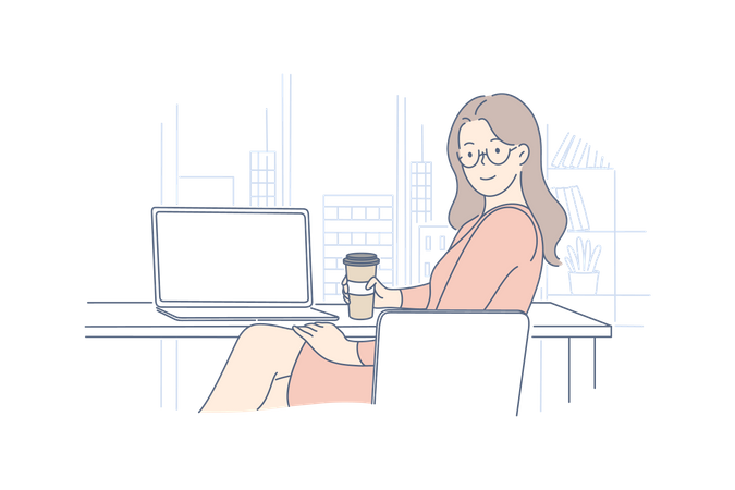 Female employee in office  Illustration
