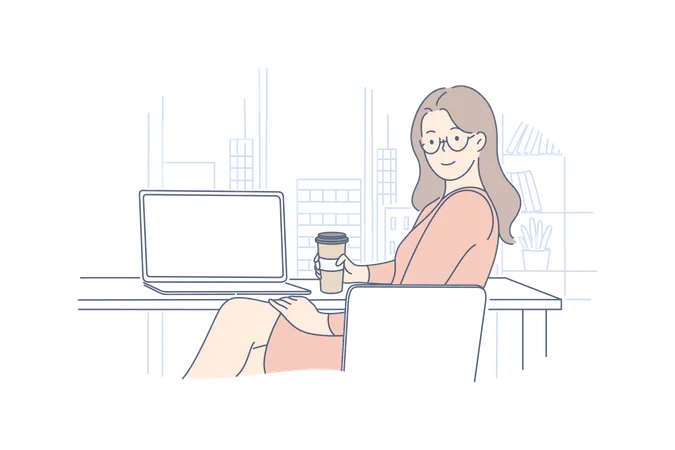 Female employee in office  Illustration
