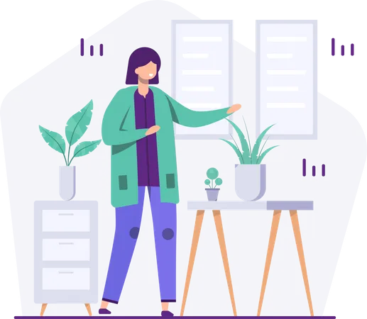 Female employee preparing presentation data  Illustration