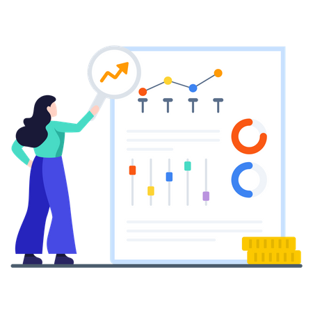 Female employee preparing profit and loss graph  Illustration