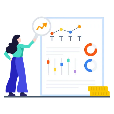 Female employee preparing profit and loss graph  Illustration