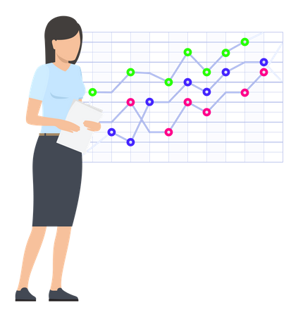 Female employee presenting business graph Illustration