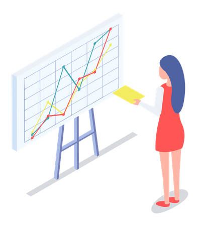 Female employee presenting business graph  Illustration