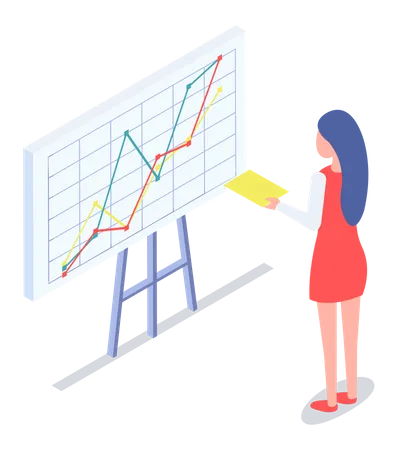 Female employee presenting business graph  Illustration