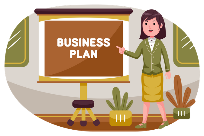 Female employee presenting business plan  Illustration