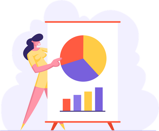 Female employee presenting data analytics Illustration
