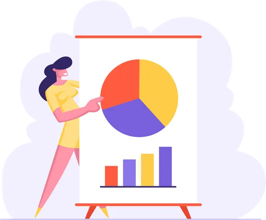 Female employee presenting data analytics Illustration