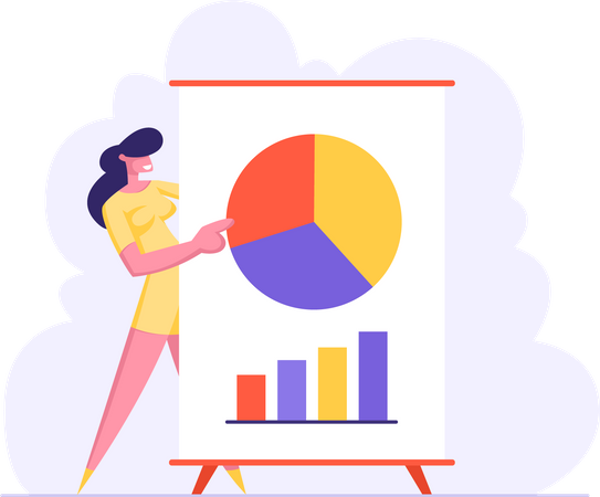 Female employee presenting data analytics  Illustration