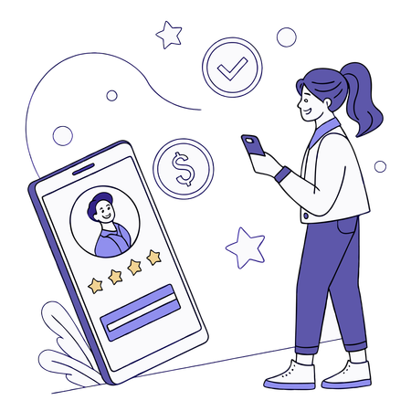 Female employee rates user profile  Illustration