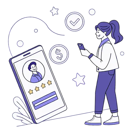 Female employee rates user profile  Illustration