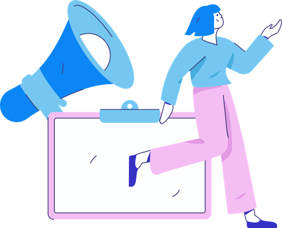 Female employee receiving Notification Reminder  Illustration