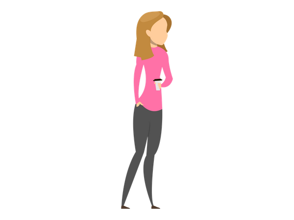 Female employee standing with coffee in her hand Illustration