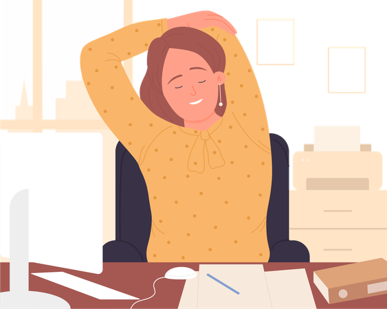 Female employee Stretching In Office  イラスト