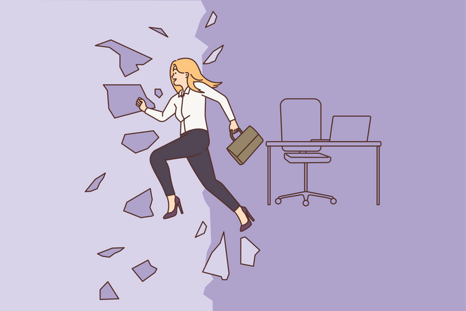 Female employee sunning out from office  Illustration