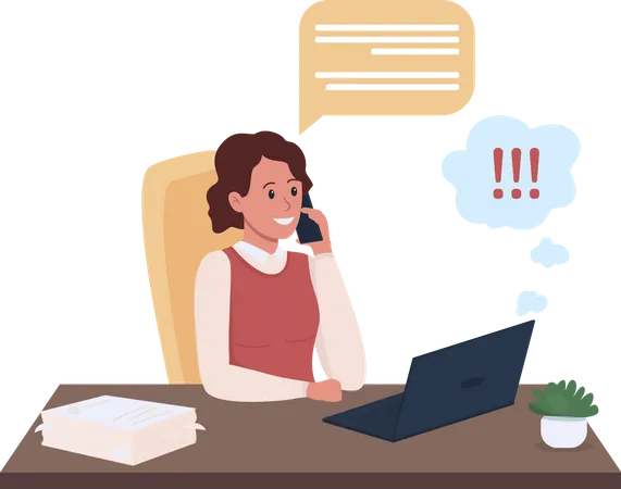 Female employee talking on phone Illustration