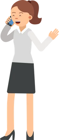 Female employee talking on phone  Illustration