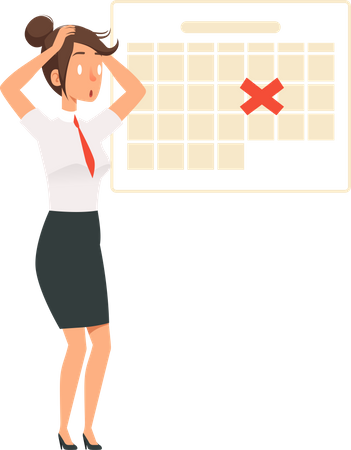Female employee under workload Illustration