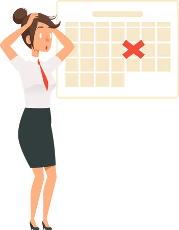 Female employee under workload  Illustration