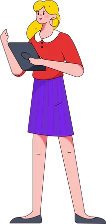 Female employee using tablet  Illustration