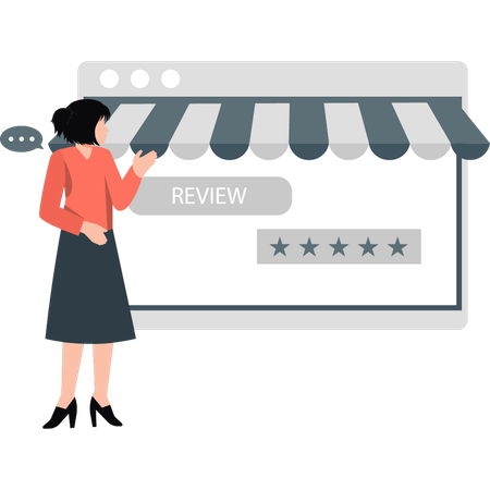 Female Employee viewing customer reviews  Illustration