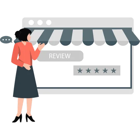 Female Employee viewing customer reviews  Illustration