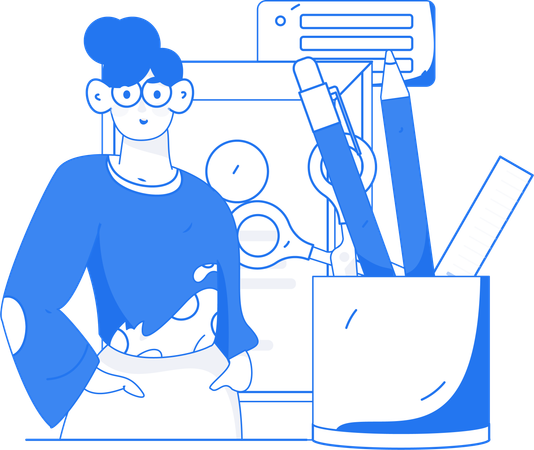 Female employee with business wokr  Illustration