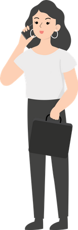 Female employee with phone  Illustration