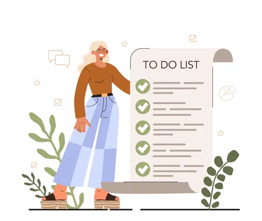 Soft Skills Concept Business People Or Employee With Tasking Skill Task List Development Effective Project Managment And Progress Tracking Flat Vector Illustration イラスト
