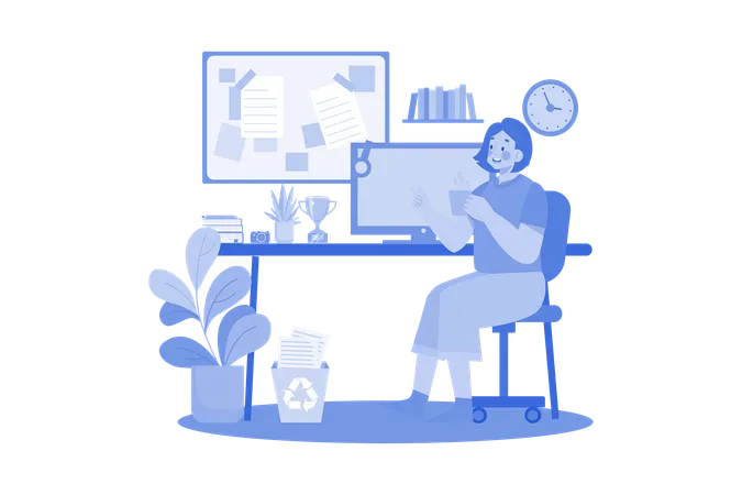 Decorate Your Workspace From Home Illustration