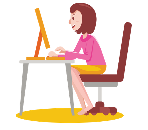 Female Employee working from home Illustration