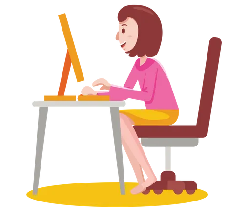 Female Employee working from home  Illustration