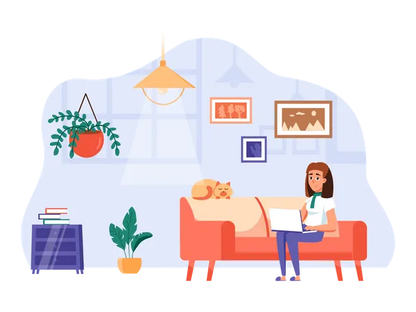 People Stay At Home Scenes Bundle With People Characters Men And Women Working At Home Remotely During A Pandemic Communicate With Family During Quarantine Collection Flat Vector Illustration Illustration