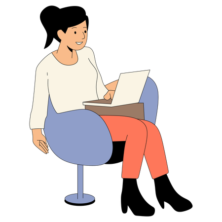 Female employee working from home  Illustration