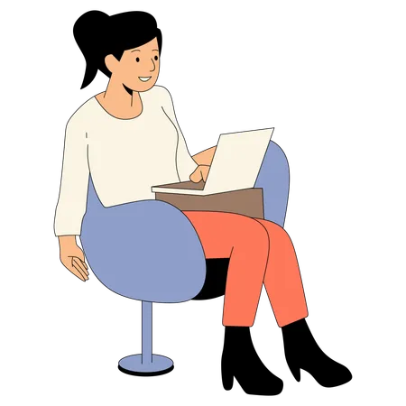 Female employee working from home  Illustration