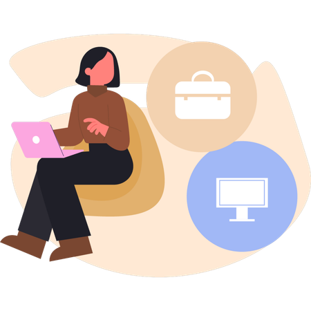 Female employee working in customer support center  Illustration