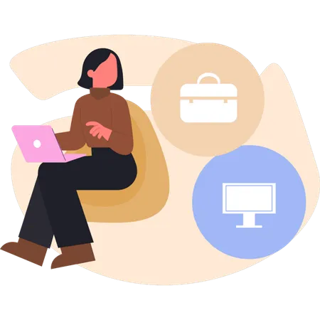 Female employee working in customer support center  Illustration