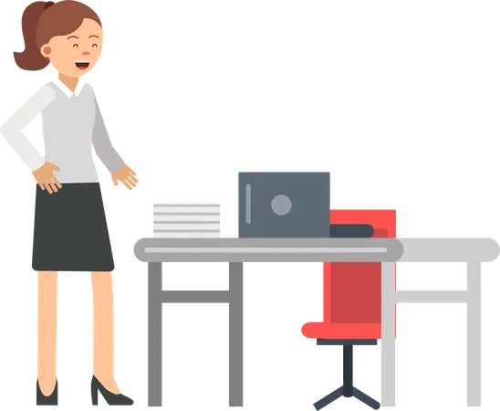 Female employee working in office Illustration