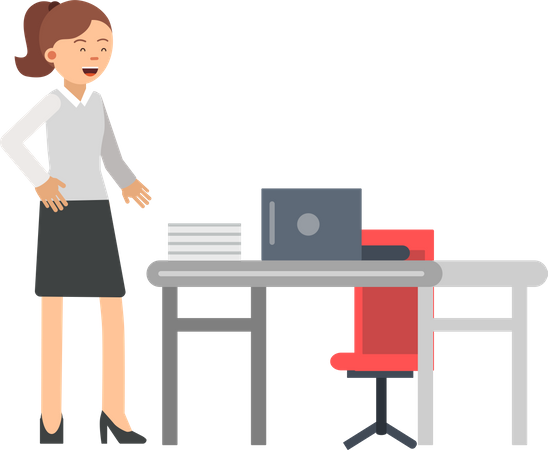 Female employee working in office  Illustration