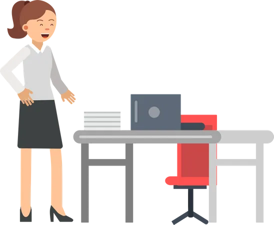 Female employee working in office  Illustration