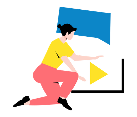 Female employee working on advertising video Illustration
